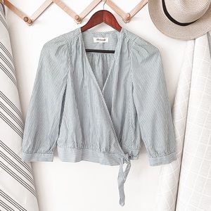 Madewell Wrap Top in Indigo Stripe